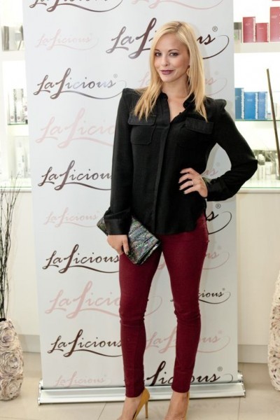 Amy Paffrath in Triarchy Oxblood HighWaisted Skinny Jeans
