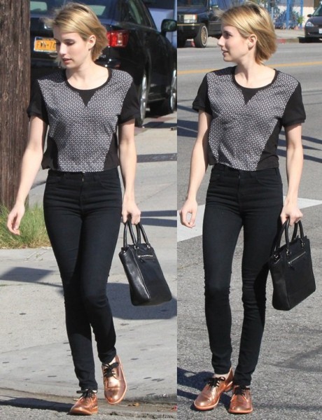 How to Wear High-Waisted Skinny Jeans Like Emma Roberts